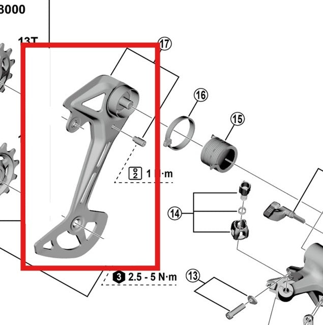 GS SHIMANO CUES U8000/U6000 Gabbia esterna del deragliatore posteriore