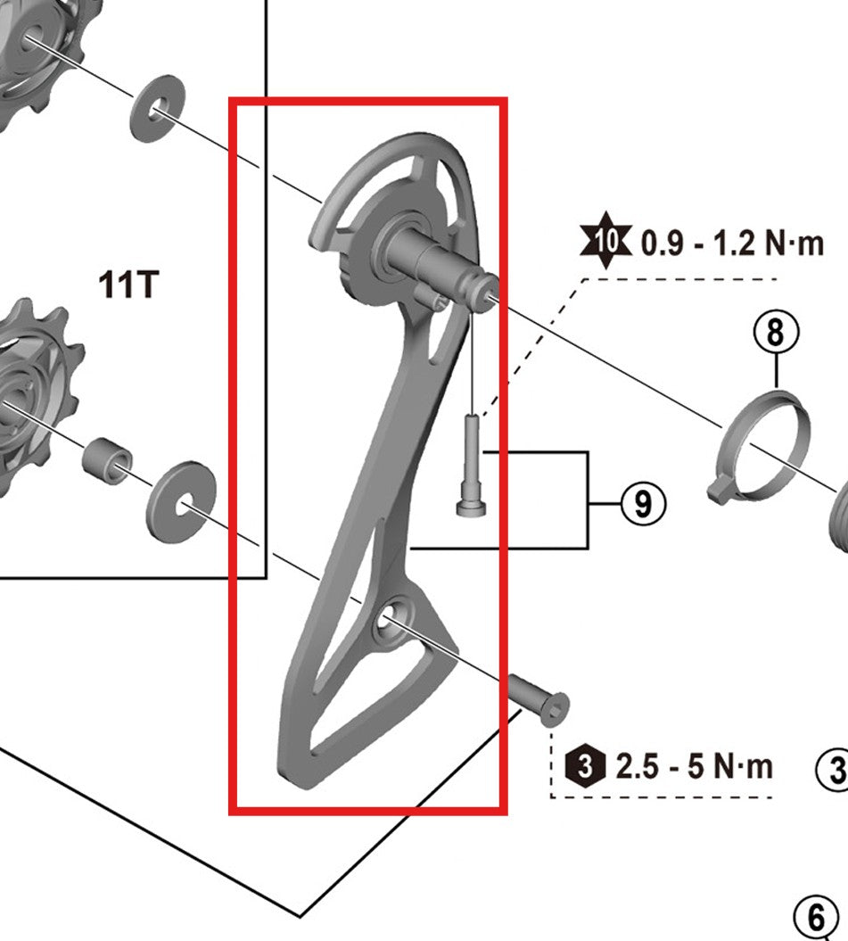Piastra esterna e viti di montaggio SHIMANO RD-R7100
