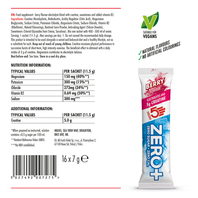 HIGH 5 ZERO+ Creatina STICK IDRATANTE (11,5 g) Frutti rossi