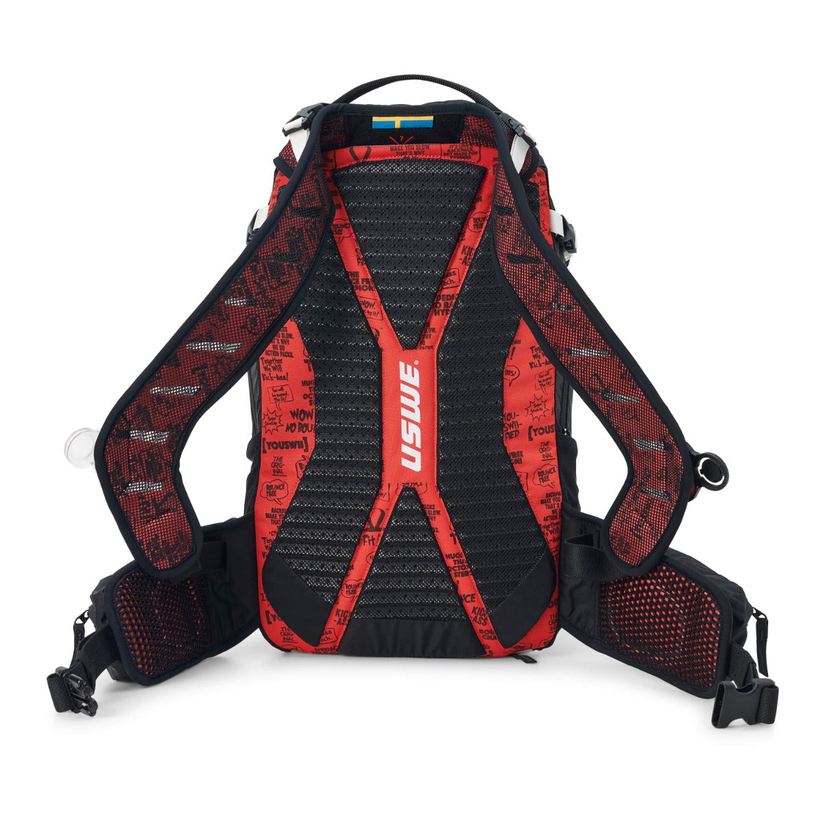 USWE FLOW 16 L Zaino con protezione dorsale integrata Nero/Rosso