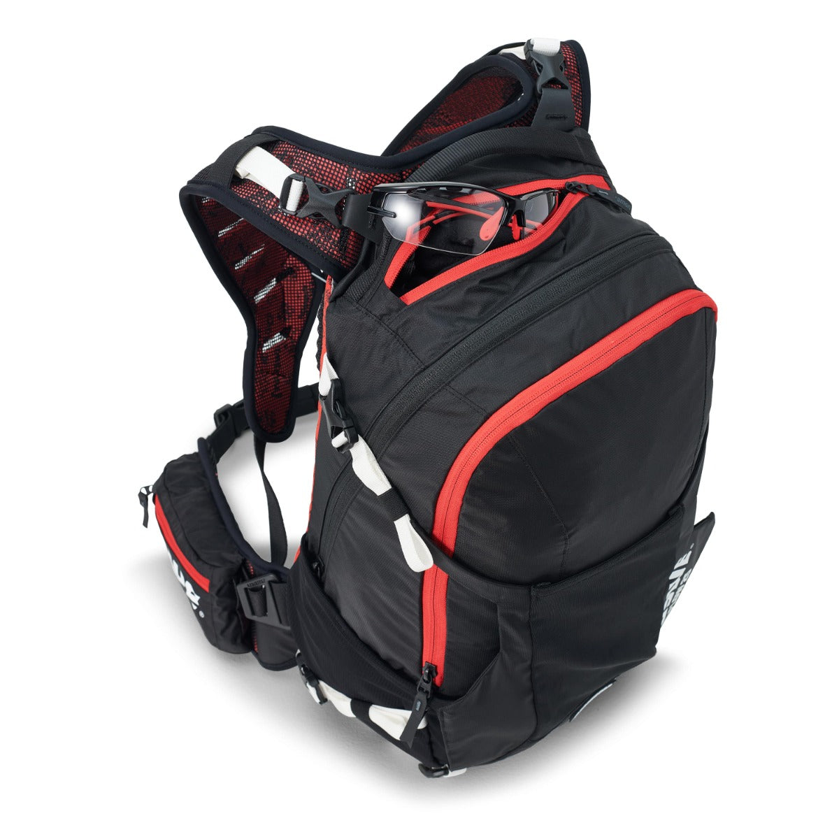 USWE FLOW 16 L Zaino con protezione dorsale integrata Nero/Rosso