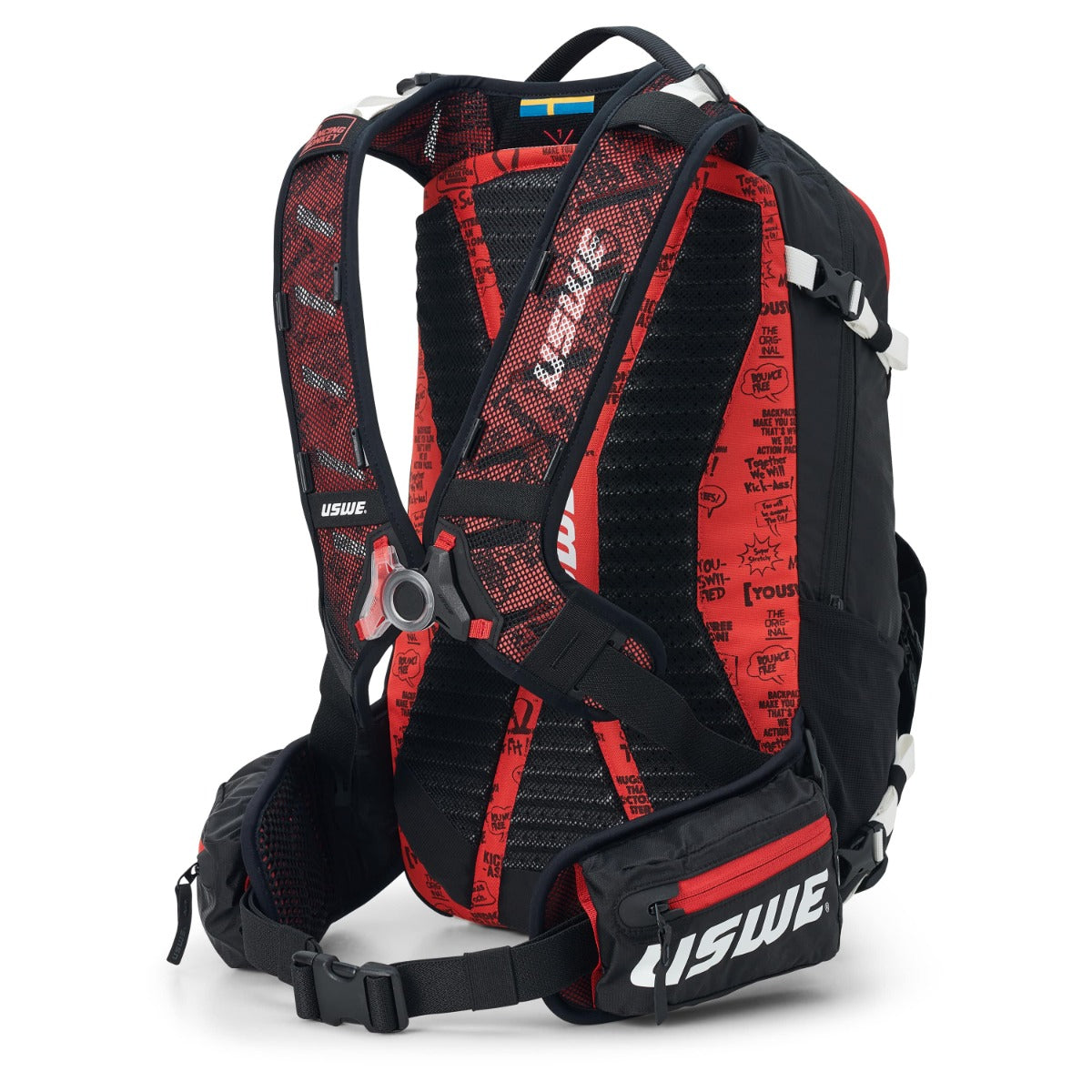 USWE FLOW 16 L Zaino con protezione dorsale integrata Nero/Rosso