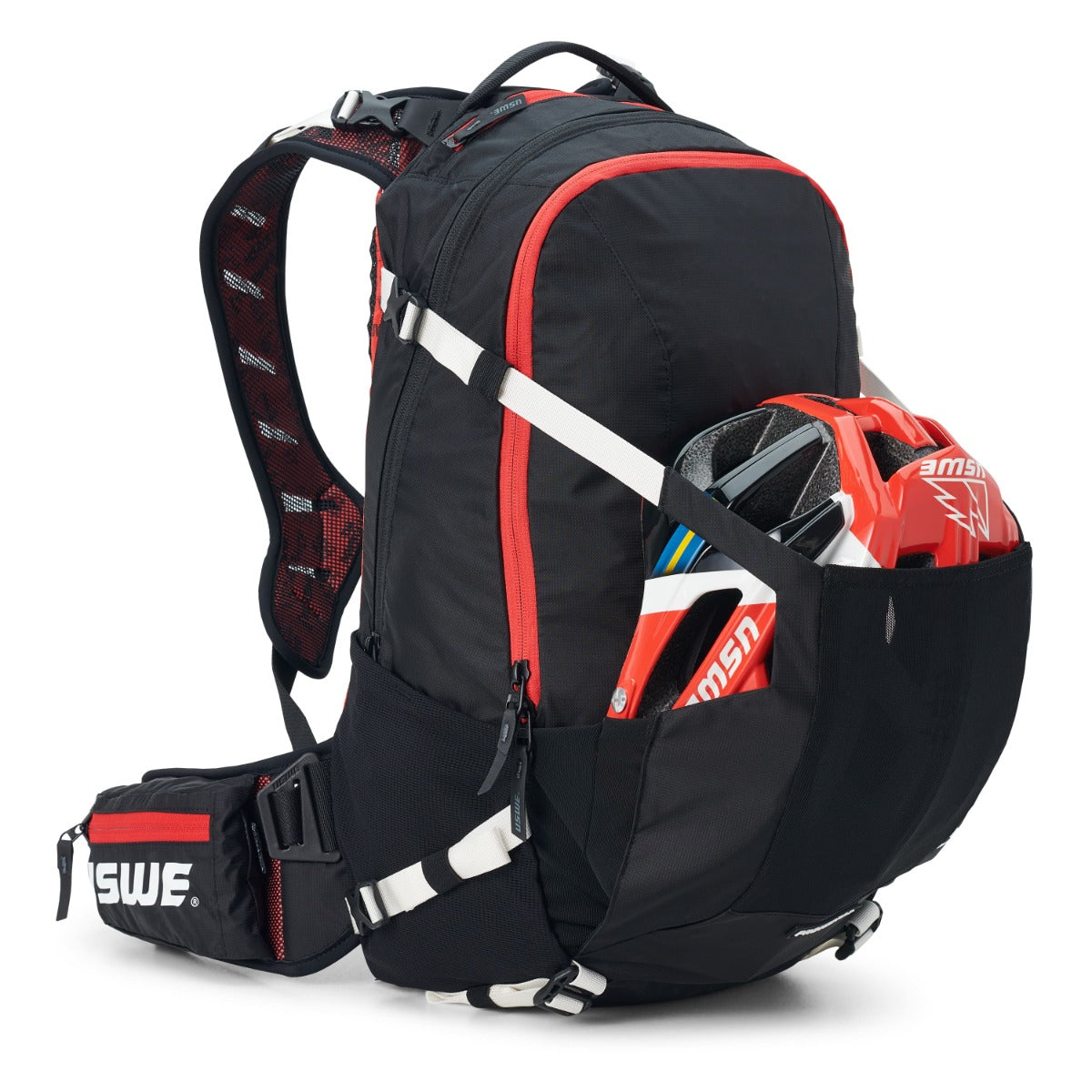 USWE FLOW 16 L Zaino con protezione dorsale integrata Nero/Rosso