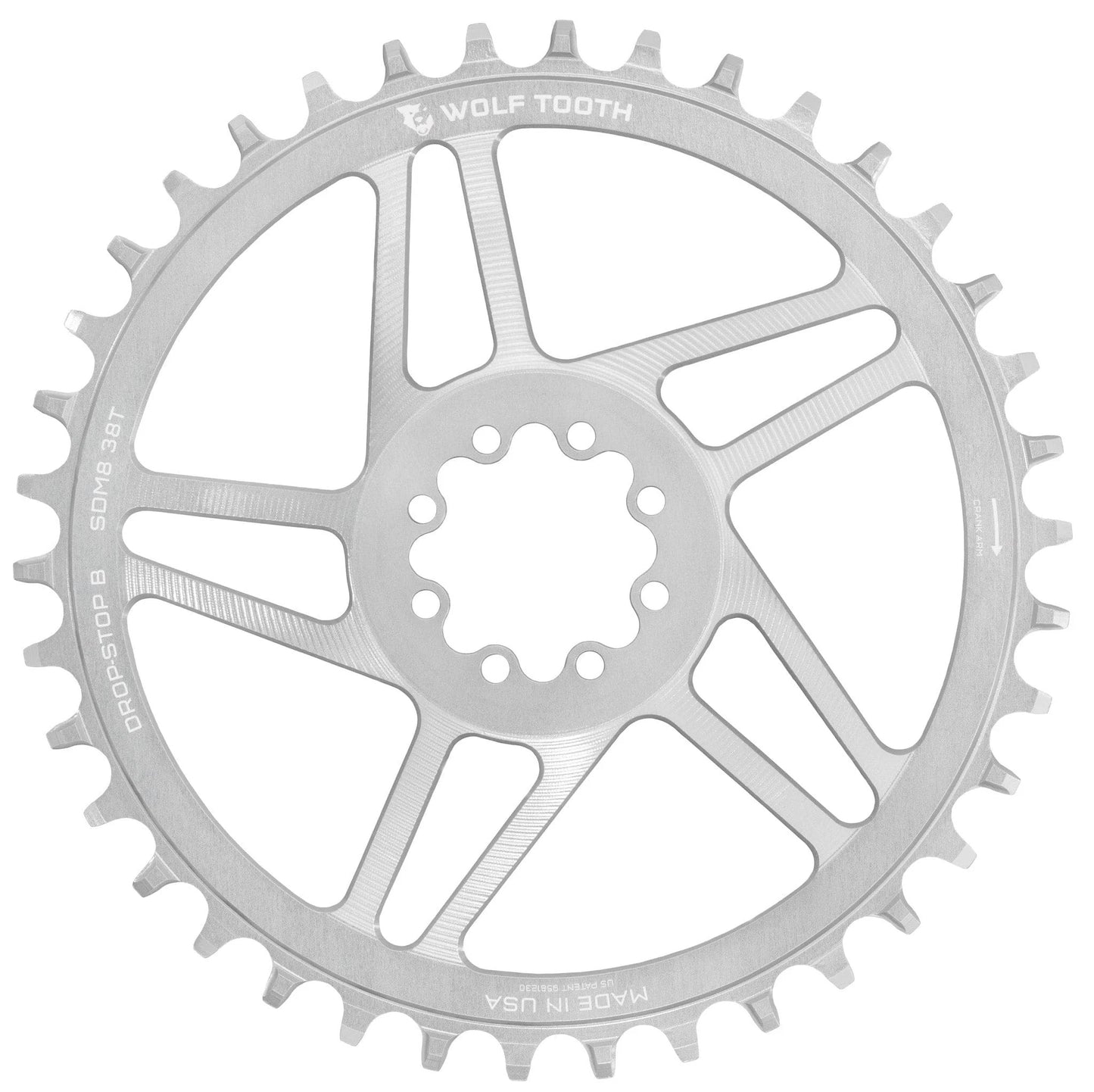 WOLF TOOTH GRAVEL Ingranaggio mono SRAM a 8 fori argento grezzo a montaggio diretto