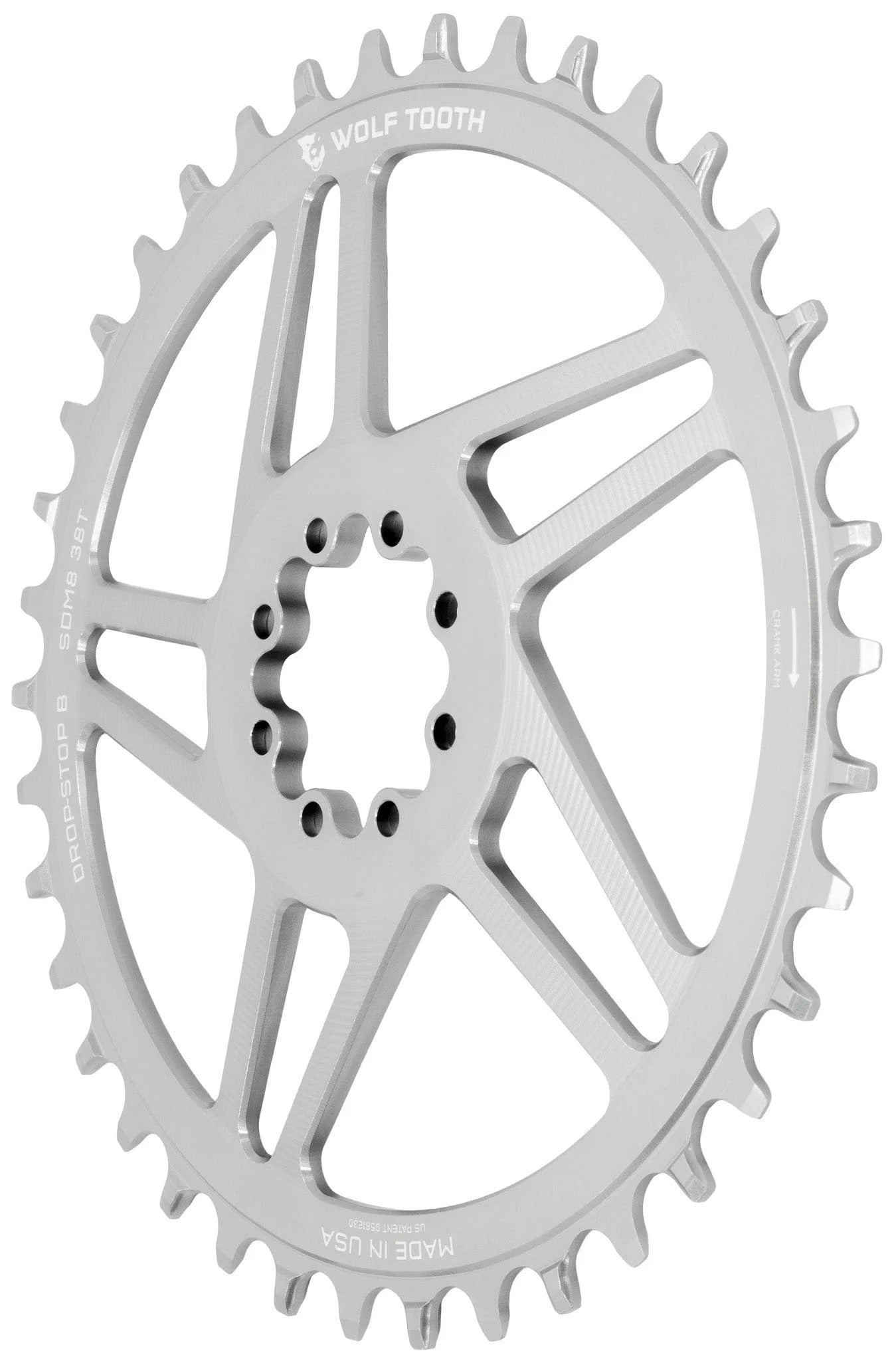 WOLF TOOTH GRAVEL Ingranaggio mono SRAM a 8 fori argento grezzo a montaggio diretto