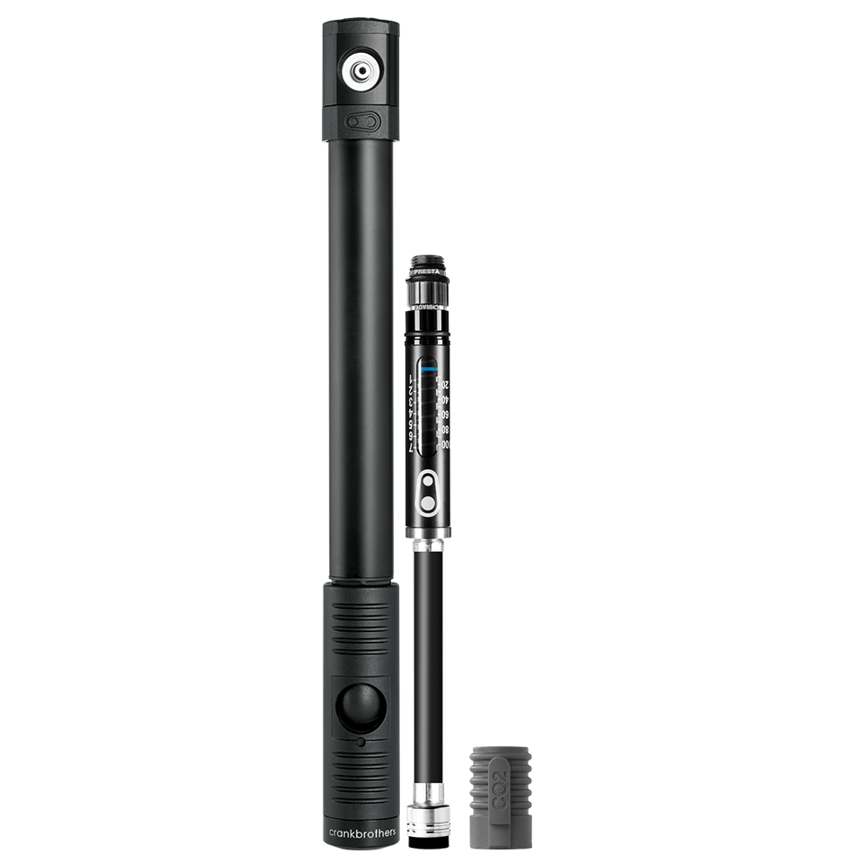 Pompa a mano CRANKBROTHERS KLIC HP con manometro + erogatore CO2 Midnight Edition