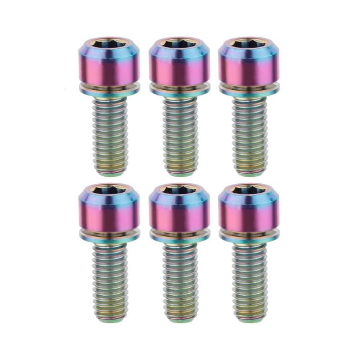 Kit di viti in titanio TITLE ST1 / ST2 Oil Slick (x6) — vista principale su sfondo bianco