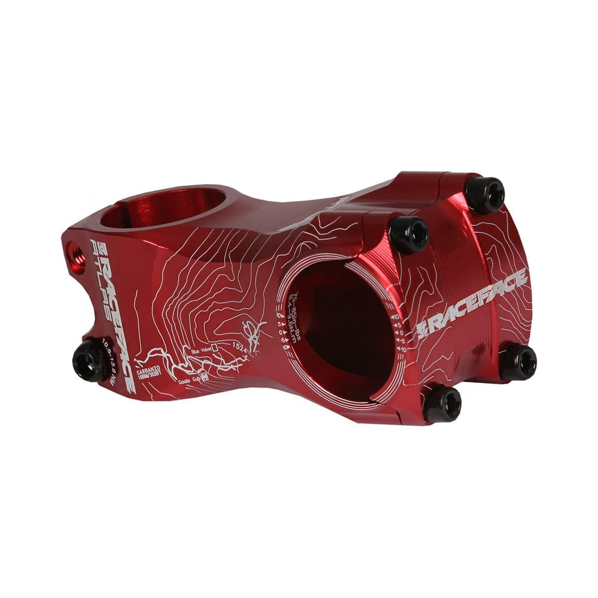 Attacco manubrio RACE FACE ATLAS 0° rosso — vista principale su sfondo bianco