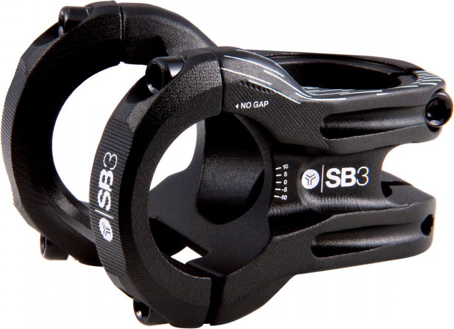 Attacco manubrio SB3 KROMA nero/blu — vista laterale a tre quarti con dettagli blu
