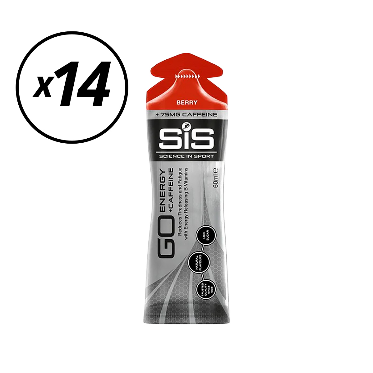 Confezione da 14 gel di caffeina SIS GO ISOTONIC ENERGY (60 ml) Frutti rossi a breve conservazione