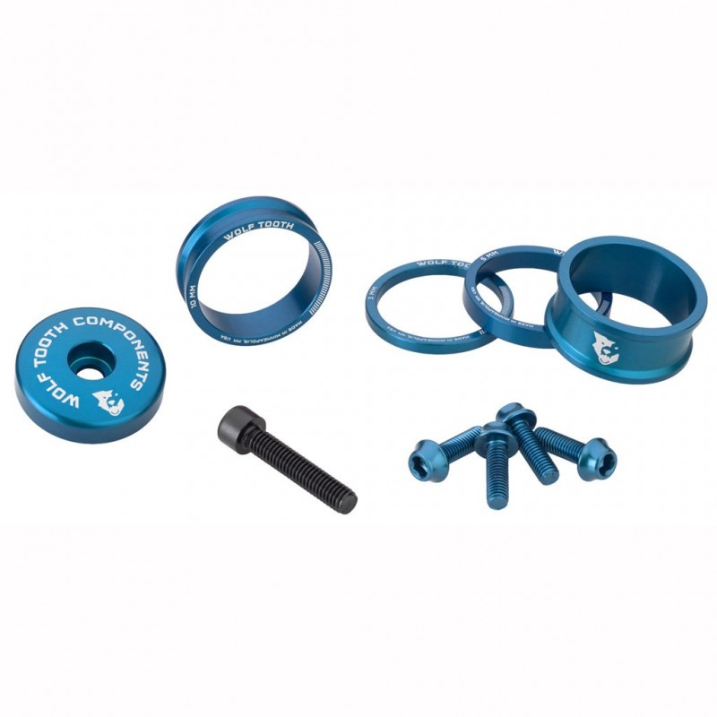 Kit di distanziali, copri stelo e viti WOLFTOOTH BLING KIT Blu