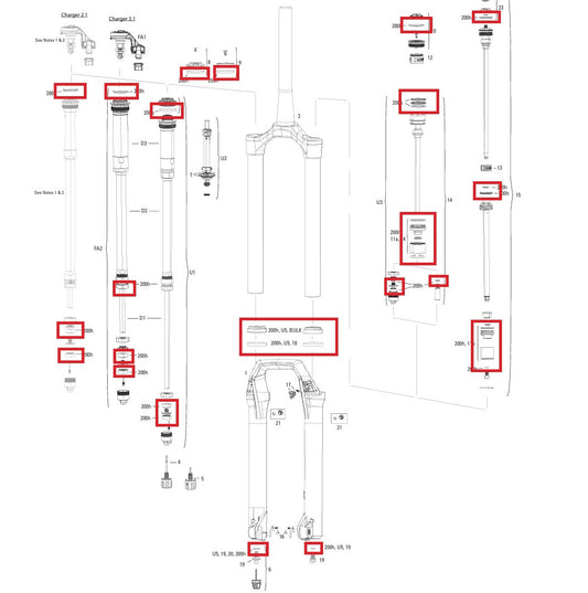 200 h/anno kit di manutenzione ROCKSHOX ZEB BASE/SELECT/SELECT+/ULTIMATE (2021+) GEN A1-A3