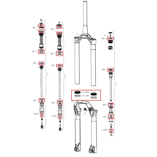 200 ore/anno kit di manutenzione ROCKSHOX PSYLO Gold (2025+) Generazione A