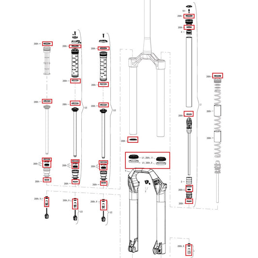 200 ore/anno kit di manutenzione ROCKSHOX PSYLO Silver (2025+) Generazione A