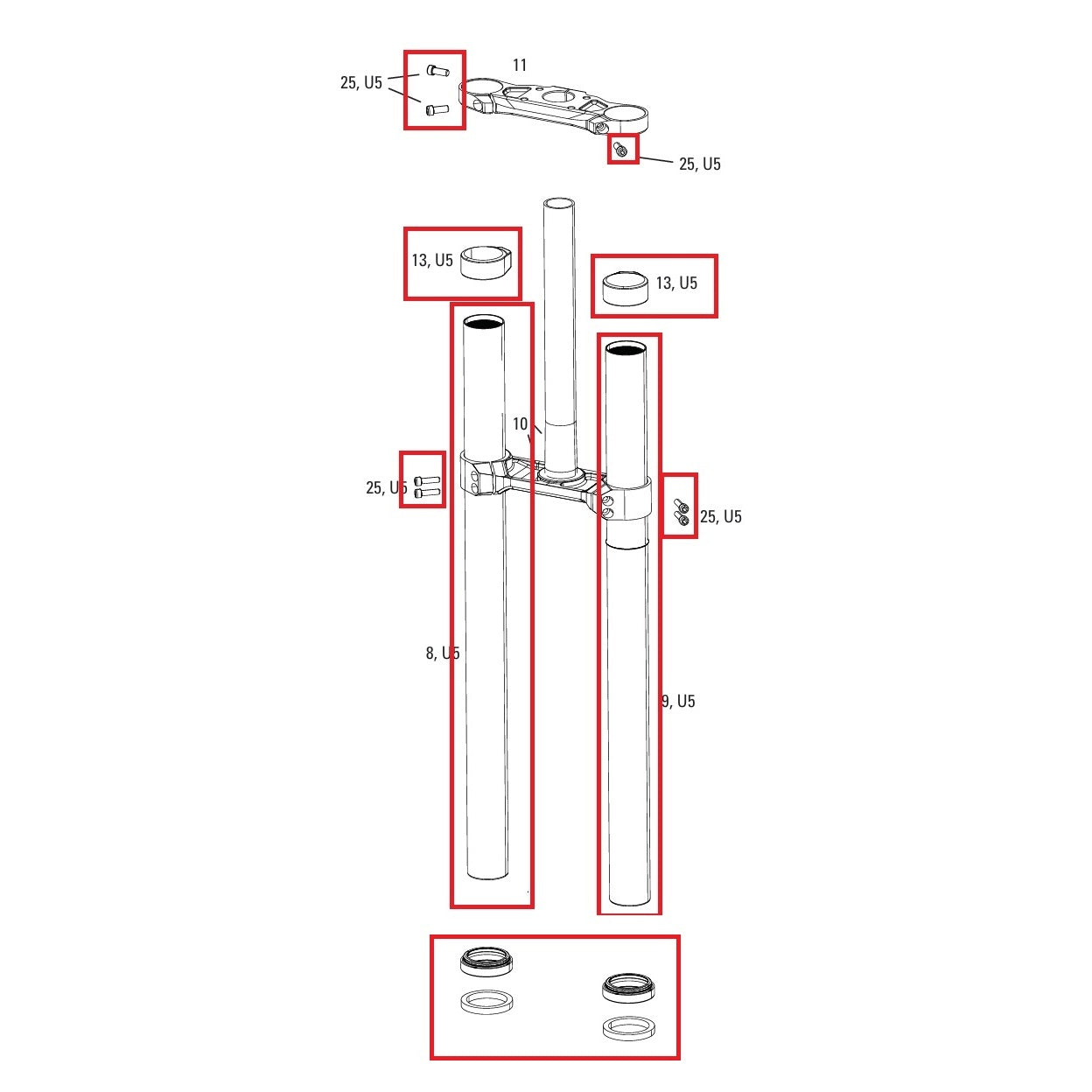 Kit di aggiornamento per subacquei ROCKSHOX BOXXER D1 (2024+)