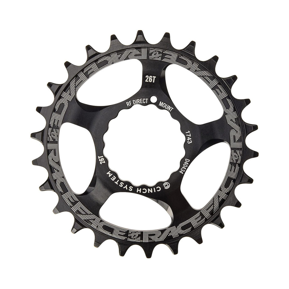 Corona monocorona RACE FACE NARROW WIDE 9/10/11/12 velocità Cinch Direct Mount nera — vista della corona su sfondo bianco