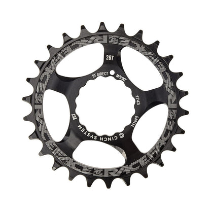 Corona monocorona RACE FACE NARROW WIDE 9/10/11/12 velocità Cinch Direct Mount nera — vista della corona su sfondo bianco
