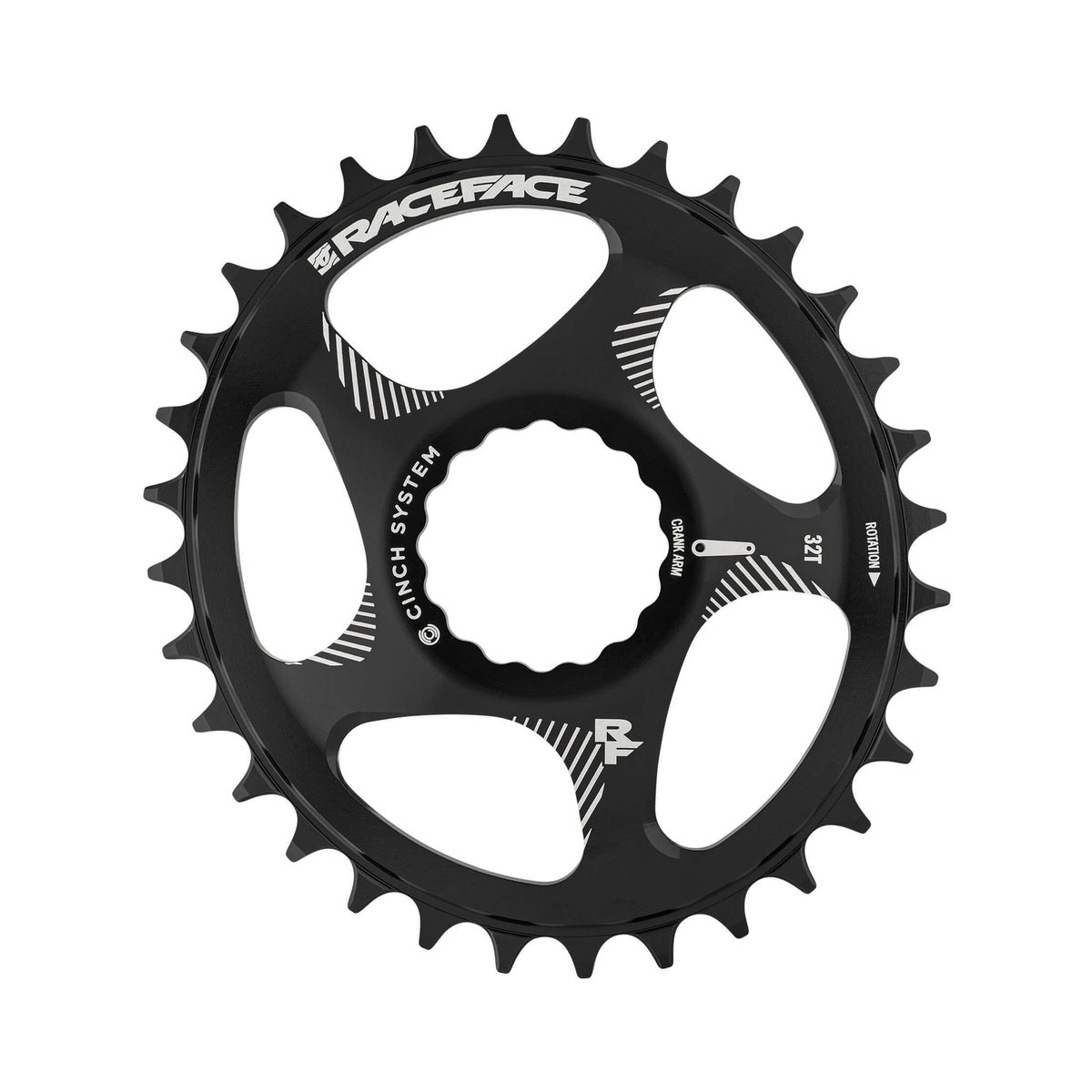 Corona monocorona ovale RACE FACE NARROW WIDE 10/11/12 velocità Cinch Direct Mount nera — vista della corona su sfondo bianco