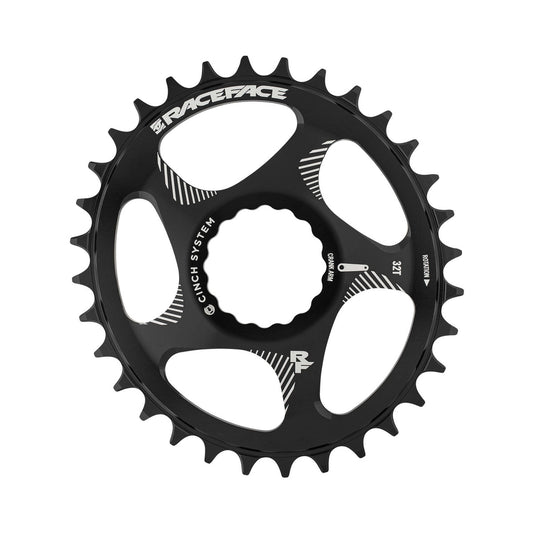 Corona monocorona ovale RACE FACE NARROW WIDE 10/11/12 velocità Cinch Direct Mount nera — vista della corona su sfondo bianco