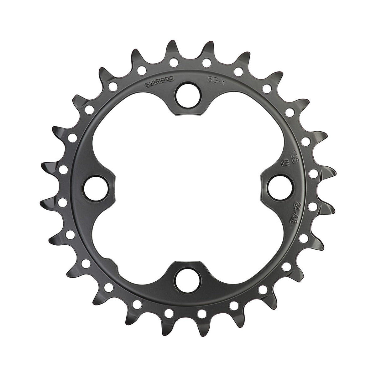 Corona interna SHIMANO SLX M660 9/10 velocità, 4 fori, 64 mm — vista della corona su sfondo bianco