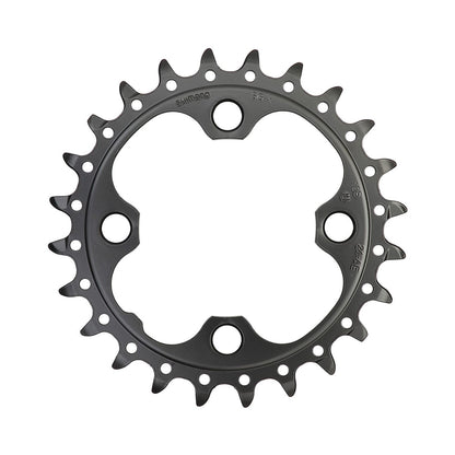 Corona interna SHIMANO SLX M660 9/10 velocità, 4 fori, 64 mm — vista della corona su sfondo bianco