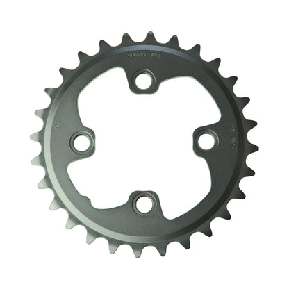 Corona interna SHIMANO XT M785 10 velocità, 4 fori, 64 mm — vista della corona su sfondo bianco
