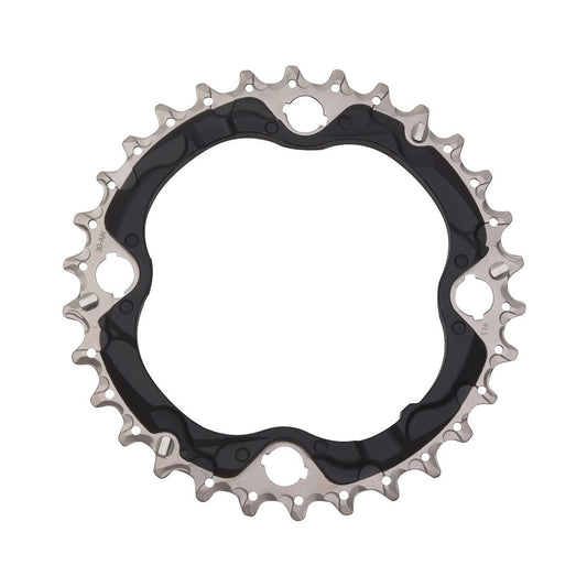 Corona intermedia SHIMANO SLX M672 10 velocità, 4 fori, 96 mm — vista della corona su sfondo bianco