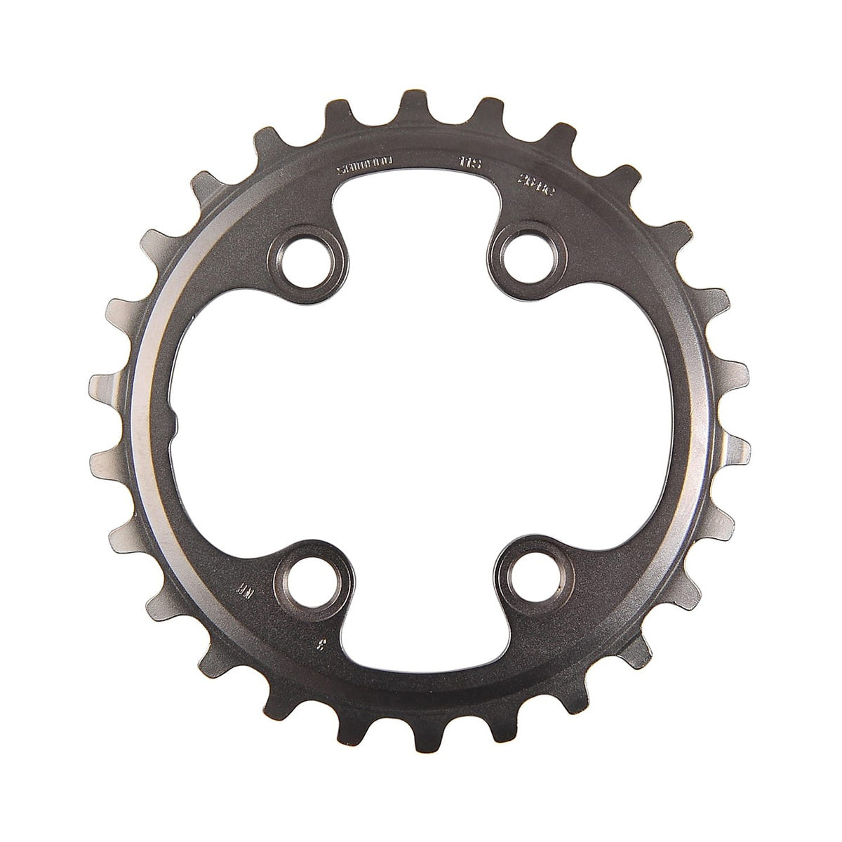 Corona interna SHIMANO XT M8000 11 velocità per guarnitura doppia, 4 fori, 64 mm — vista della corona su sfondo bianco