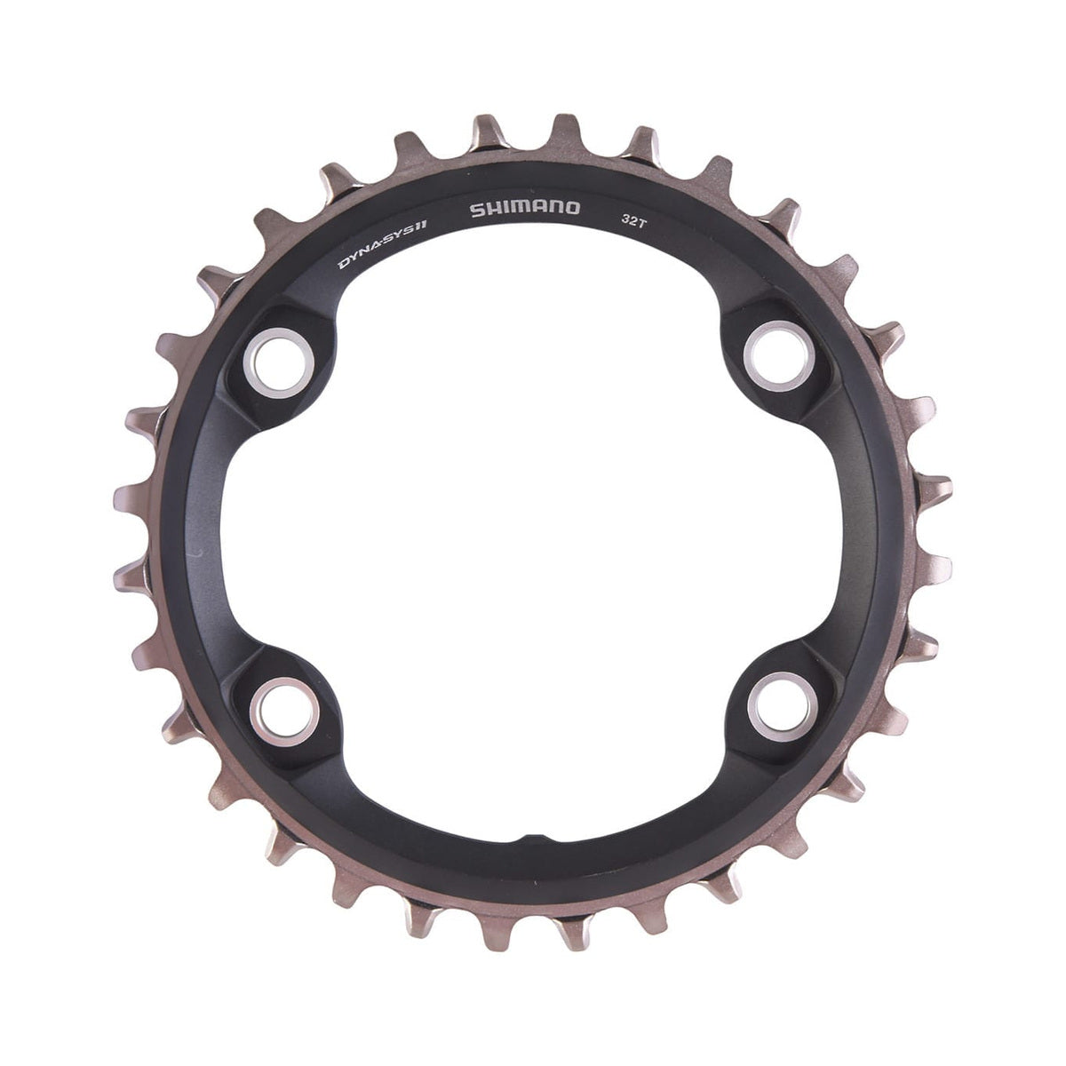 Corona monocorona SHIMANO SLX M7000 11 velocità, 4 fori, 96 mm — vista della corona su sfondo bianco