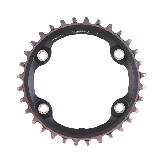 Corona monocorona SHIMANO SLX M7000 11 velocità, 4 fori, 96 mm — vista della corona su sfondo bianco