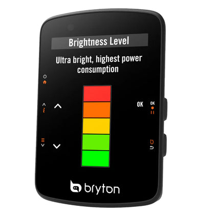 Ciclocomputer GPS BRYTON RIDER 550 E — regolazione della luminosità dello schermo