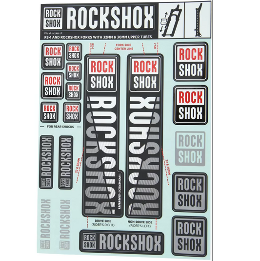 Kit adesivi per forcella ROCKSHOX 30/32 mm MY18 per SID/REBA/REVELATION/SEKTOR/RECON bianco #11.4318.003.497