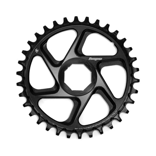 Corona monocorona HOPE R22 9/10/11/12 velocità Direct Mount per e-bike BROSE nera — vista della corona su sfondo bianco