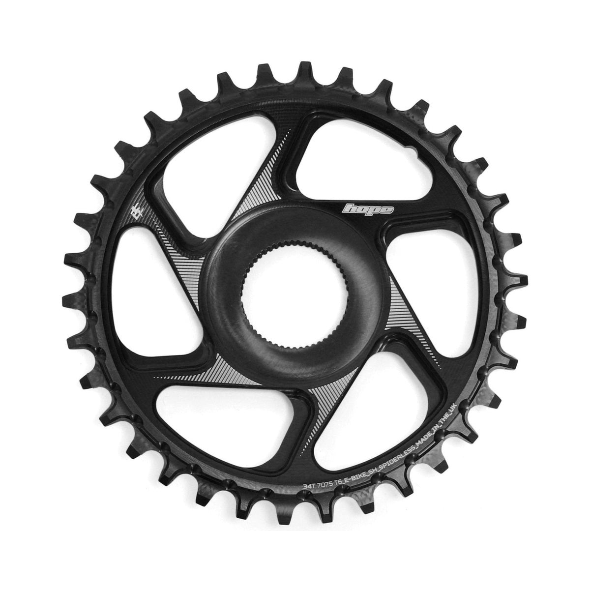 Corona monocorona HOPE R22 9/10/11/12 velocità Direct Mount per e-bike SHIMANO nera — vista della corona su sfondo bianco