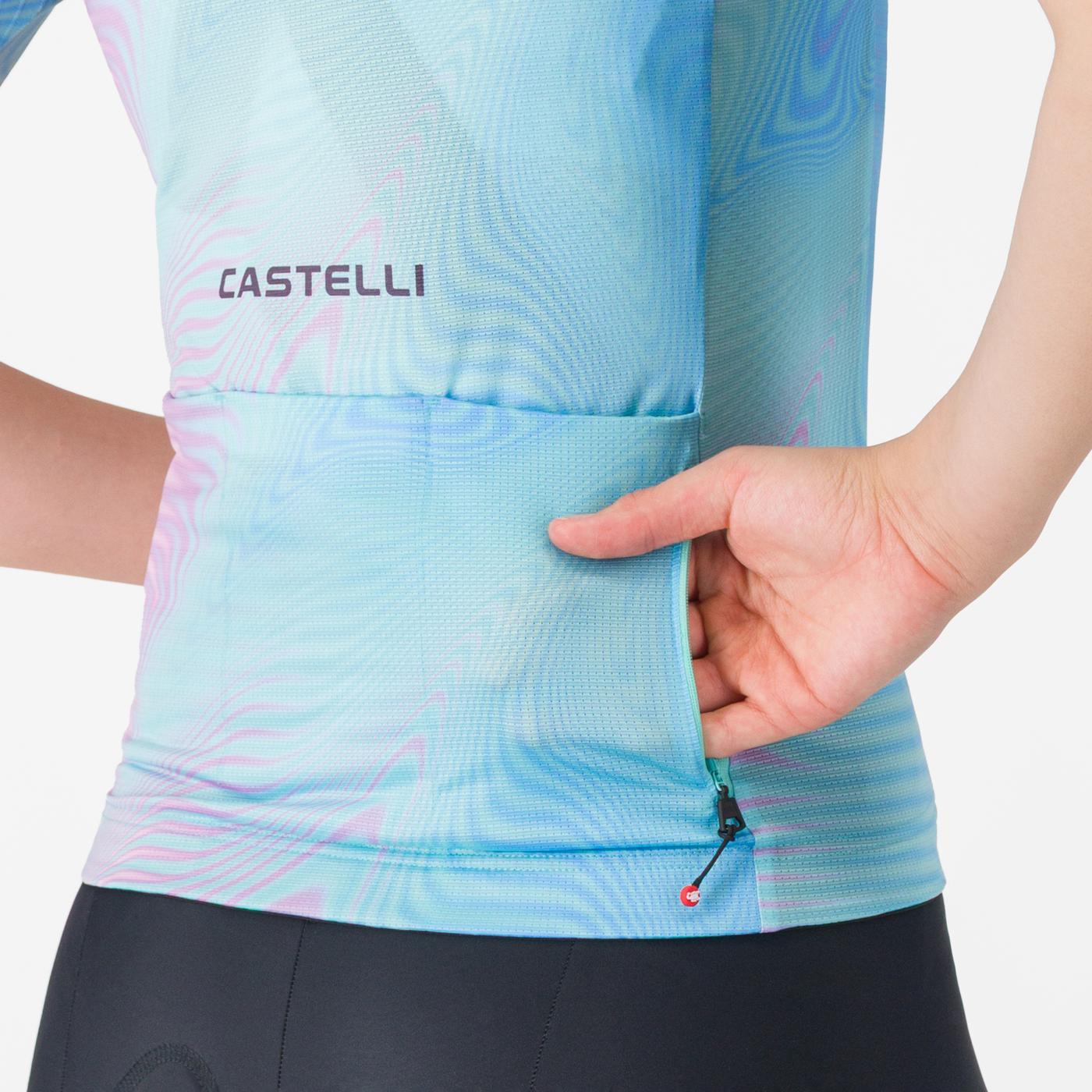 Maglia a maniche corte CASTELLI COSMIC VORTEX Donna Blu/Rosa