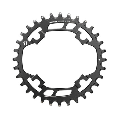Corona monocorona SRAM X-SYNC 11 velocità, 4 fori, 94 mm, in acciaio nero — vista della corona su sfondo bianco