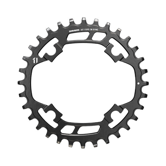 Corona monocorona SRAM X-SYNC 11 velocità, 4 fori, 94 mm, in acciaio nero — vista della corona su sfondo bianco