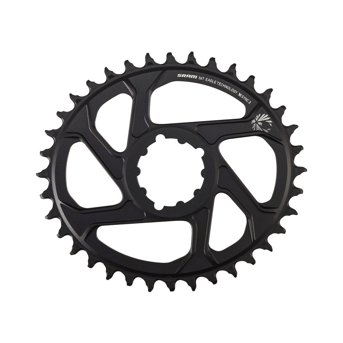 Corona monocorona SRAM EAGLE ovale X-SYNC2 BOOST 11/12 velocità Direct Mount offset 3 mm in alluminio nera — vista della corona su sfondo bianco
