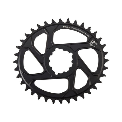 Corona monocorona SRAM EAGLE ovale X-SYNC2 BOOST 11/12 velocità Direct Mount offset 3 mm in alluminio nera — vista della corona su sfondo bianco