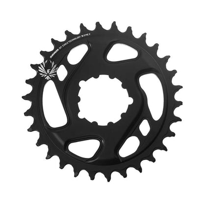 Corona monocorona SRAM EAGLE X-SYNC 2 12 velocità Direct Mount offset 6 mm in alluminio forgiato nera — vista della corona su sfondo bianco