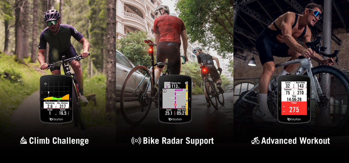 Ciclocomputer GPS BRYTON RIDER 550 E — funzioni Climb Challenge, radar e allenamento, immagine del produttore