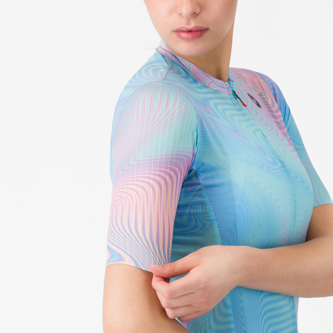 Maglia a maniche corte CASTELLI COSMIC VORTEX Donna Blu/Rosa