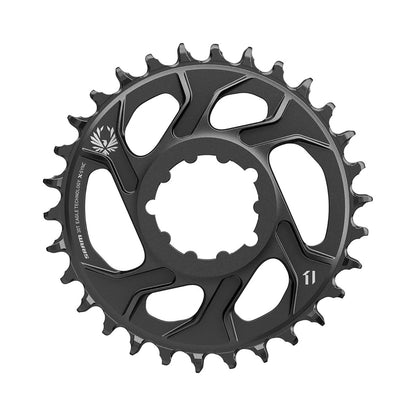 Corona monocorona SRAM EAGLE X-SYNC 2 BOOST 11/12 velocità Direct Mount offset 3 mm in alluminio nera — vista della corona su sfondo bianco