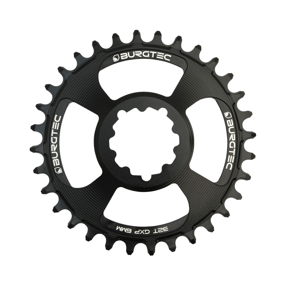 Corona monocorona BURGTEC GXP THICK THIN 9/10/11/12 velocità Direct Mount a denti stretti e larghi, offset 6 mm, nera — vista della corona su sfondo bianco