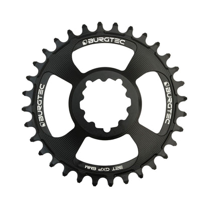 Corona monocorona BURGTEC GXP THICK THIN 9/10/11/12 velocità Direct Mount a denti stretti e larghi, offset 6 mm, nera — vista della corona su sfondo bianco