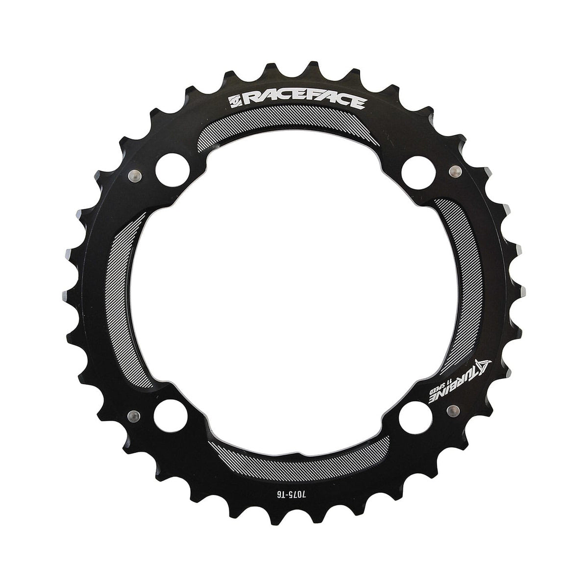 Corona esterna RACE FACE TURBINE 11 velocità, 4 fori, 104 mm — vista della corona su sfondo bianco