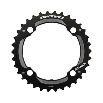 Corona esterna RACE FACE TURBINE 11 velocità, 4 fori, 104 mm — vista della corona su sfondo bianco