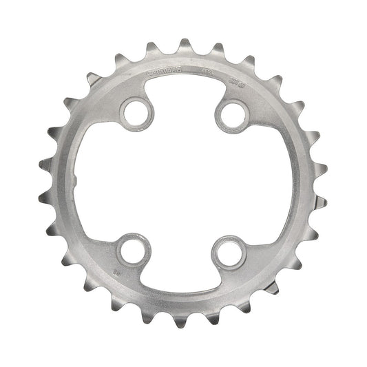 Corona interna SHIMANO XTR M9000/M9020 11 velocità per guarnitura doppia, 4 fori, 64 mm — vista della corona su sfondo bianco