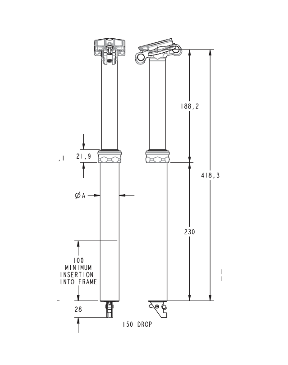 Reggisella telescopico FOX RACING SHOX TRANSFER FACTORY da 150 mm