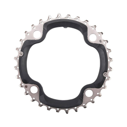 Corona intermedia SHIMANO DEORE M610 10 velocità, 4 fori, 104 mm — vista della corona su sfondo bianco